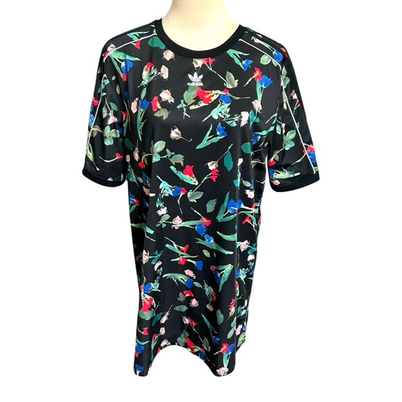 Adidas Womens Bellista Floral Tee Short Sleeves Oversized Shirt Dress  S - Picture 3 of 10